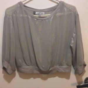 Cropped Long sleeve sheer shirt